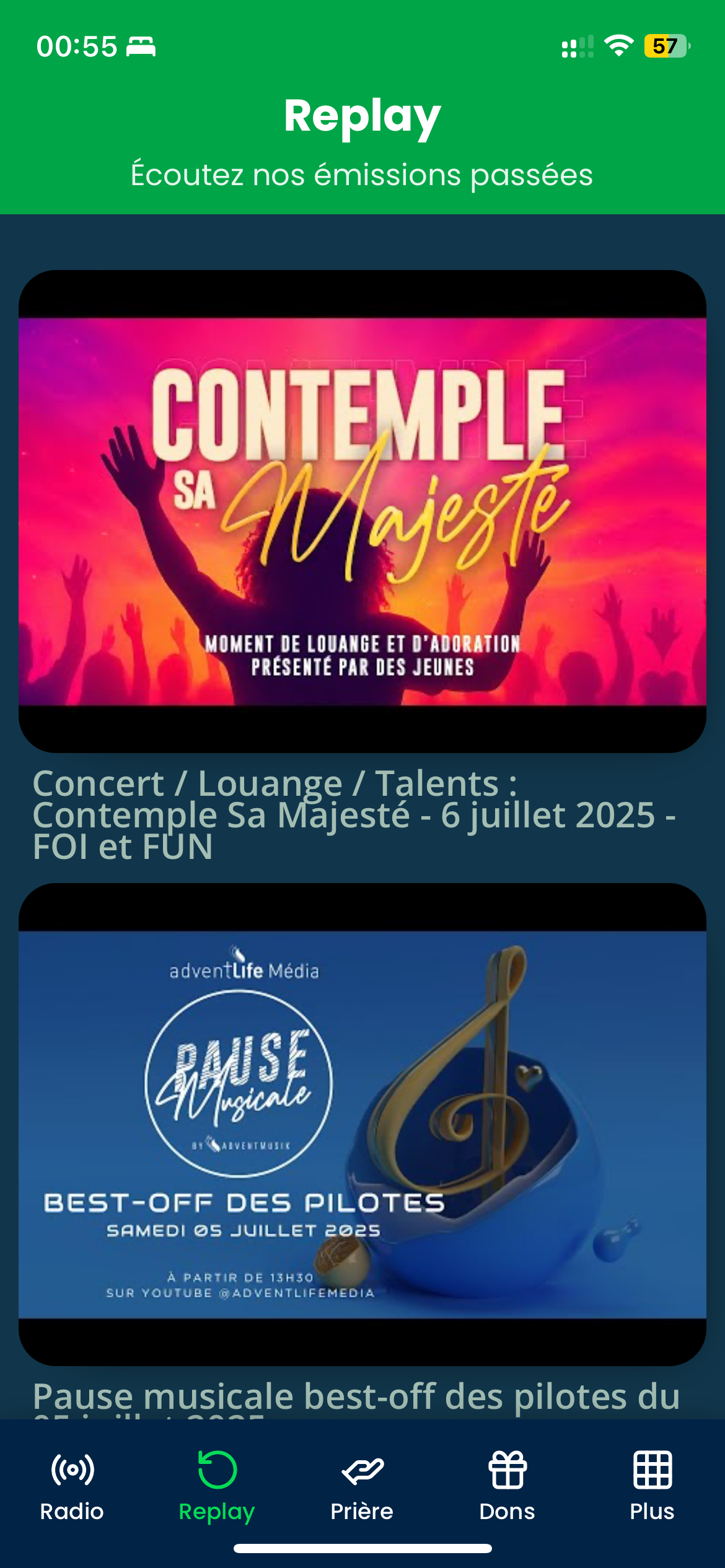 Replay des émissions